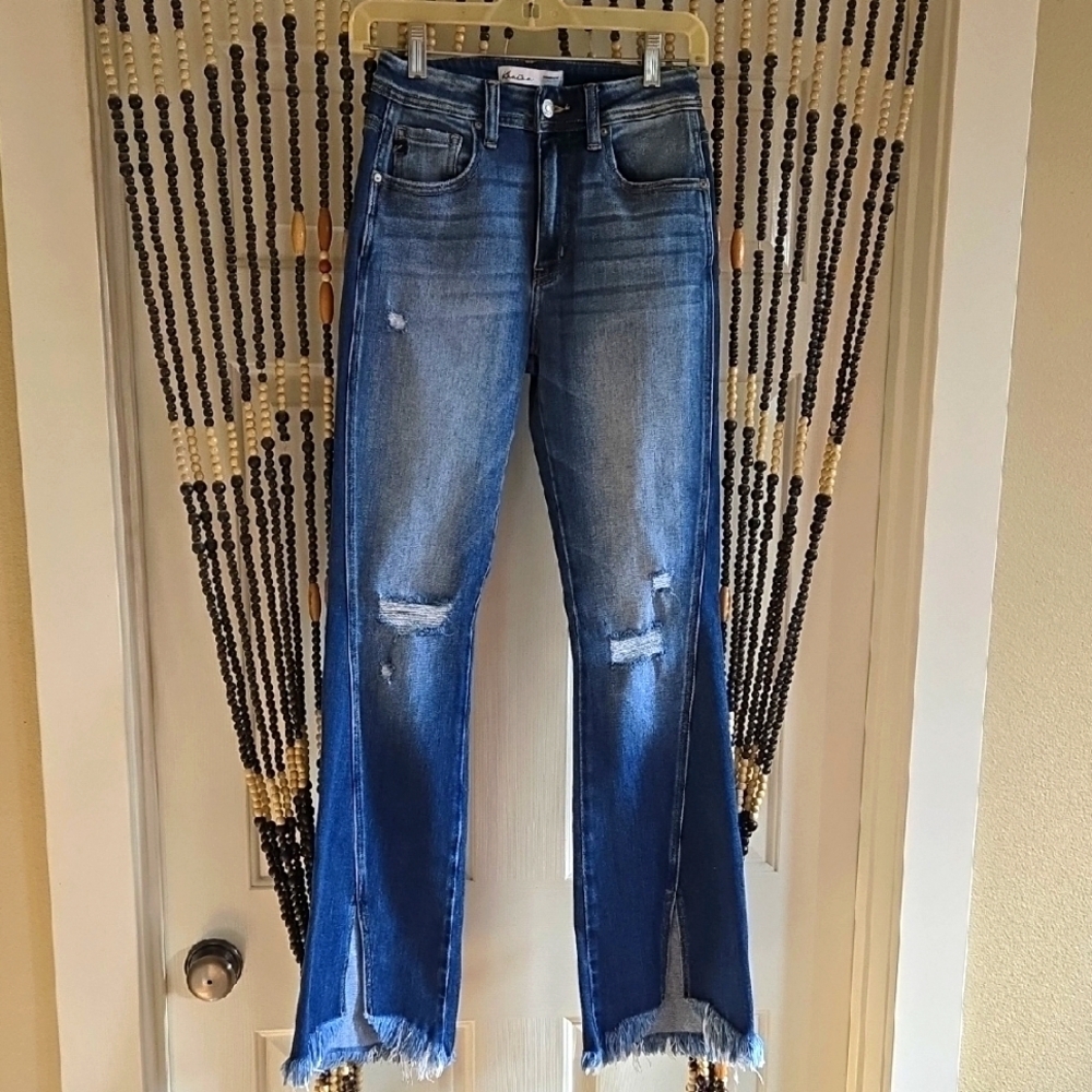 KanCan Blue Distressed Flare Jeans
